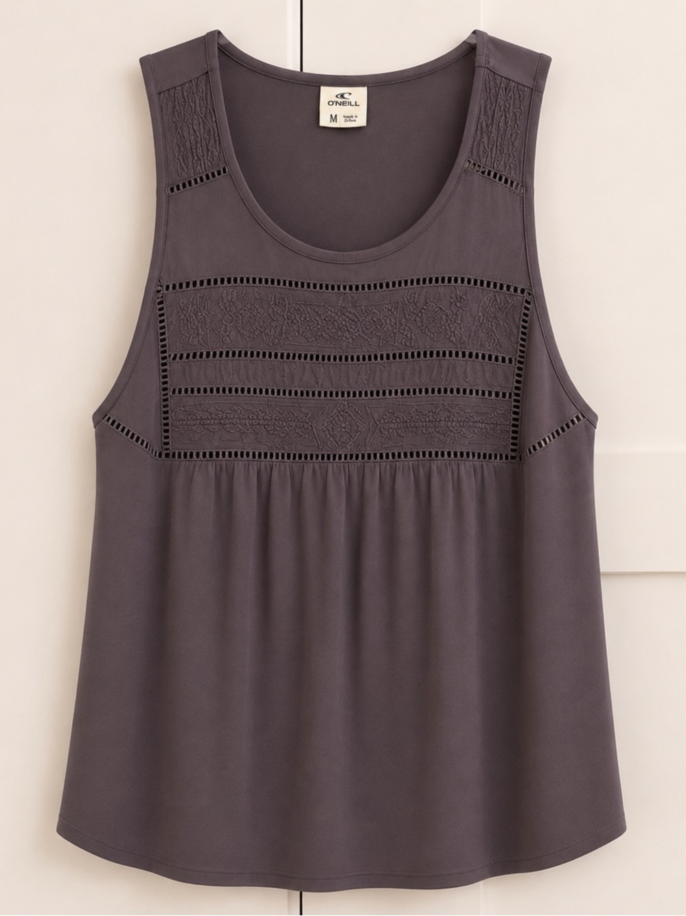 O’Neill Sleeveless Flowy Boho Tank Top Embroidered Lavender Purple M